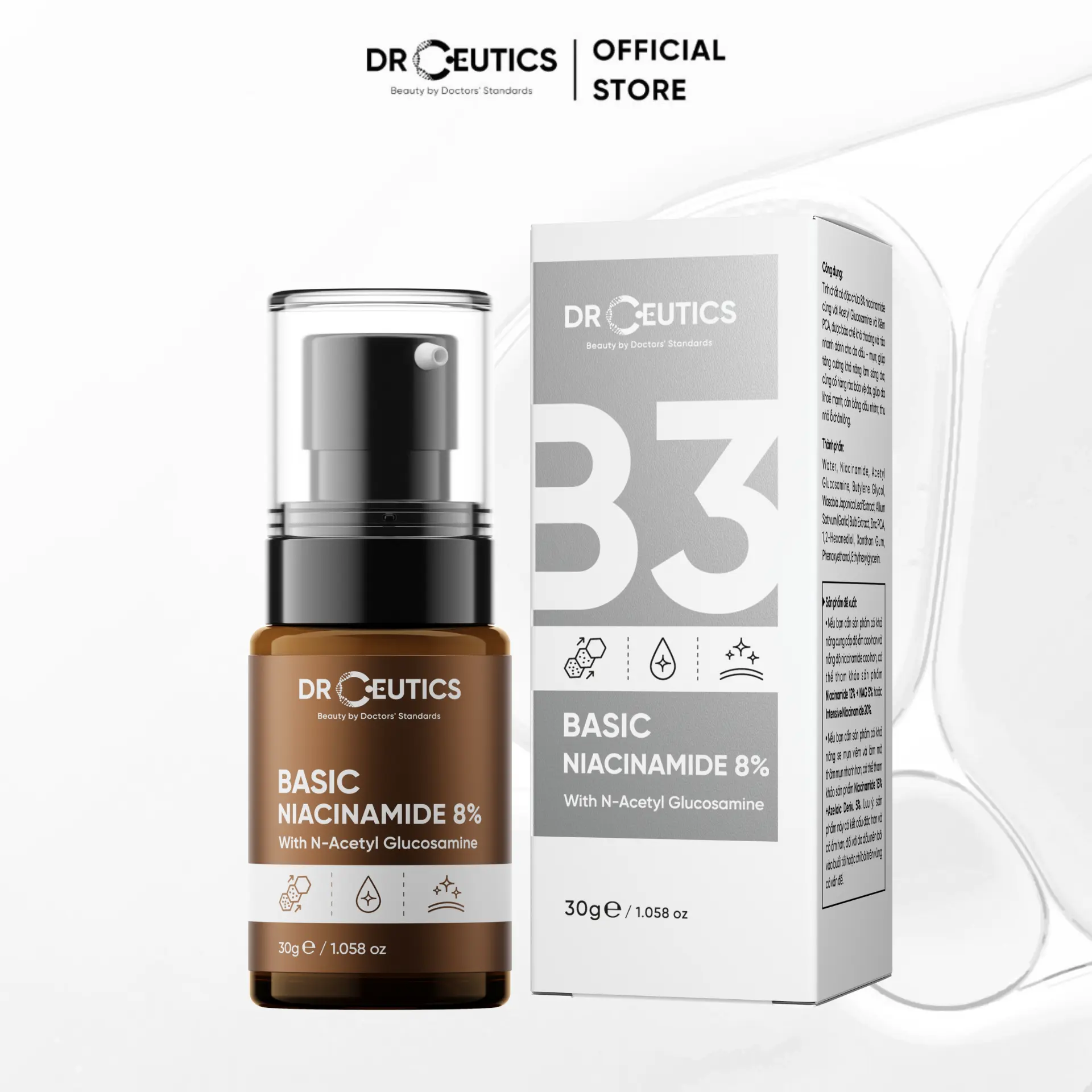 DRCEUTICS Tinh Chất Niacinamide Basic 8% Cho Da Dầu Mụn (30g) Skincare Chăm Sóc Da