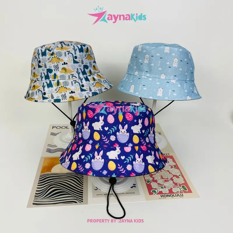 Topi Bucket Hat Anak Perempuan Karakter Kekinian Bahan Royal Print Sublim | Usia 3-10 Tahun | By ZaynaKids 0