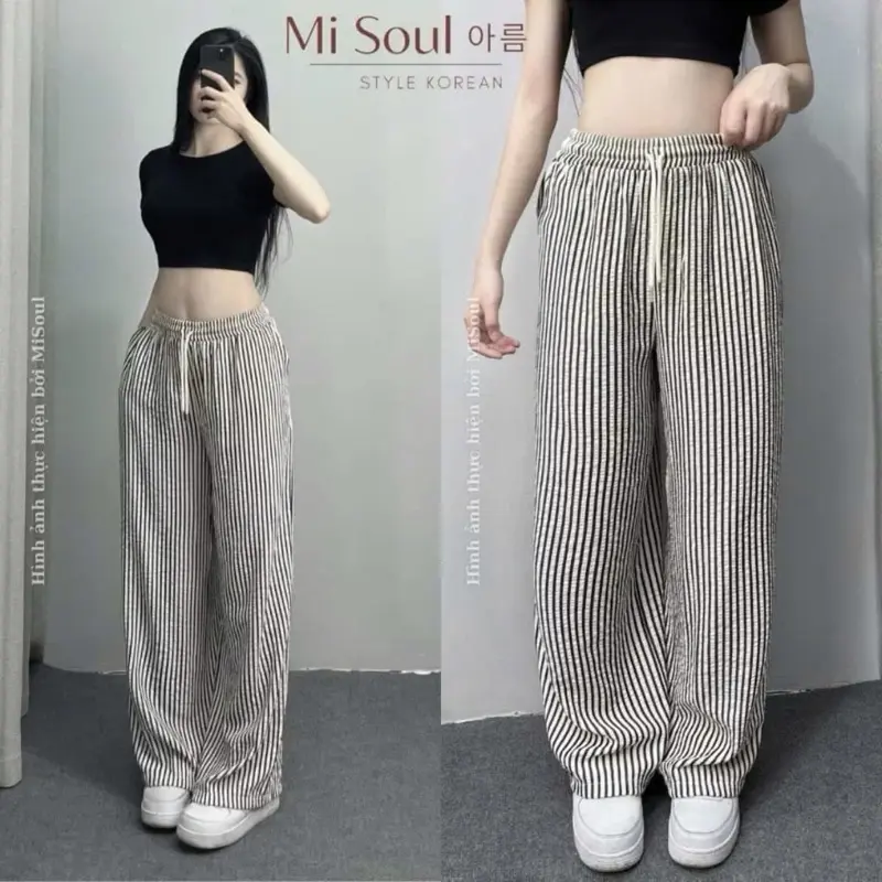 DEAL MỞ BÁN - CHÀO HÈ 2025 quần ống suông kẻ sọc siêu mát full 4 size S, M, L, XL 2 màu kẻ
