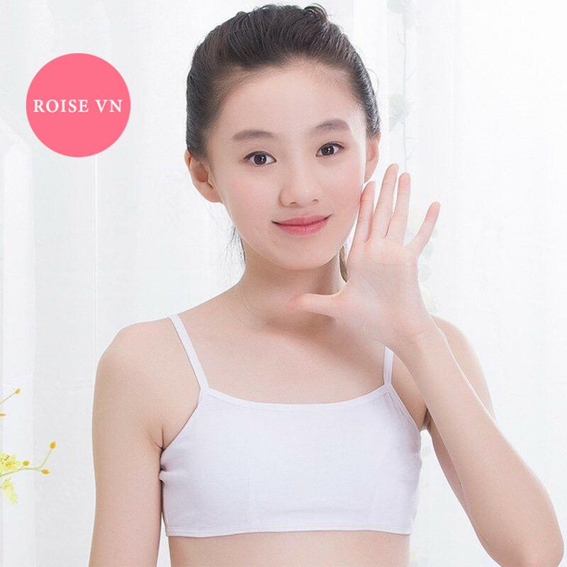 Set 3 Áo Lá học sinh màu Trắng Cotton không lót mút 2 dây Nữ Bra