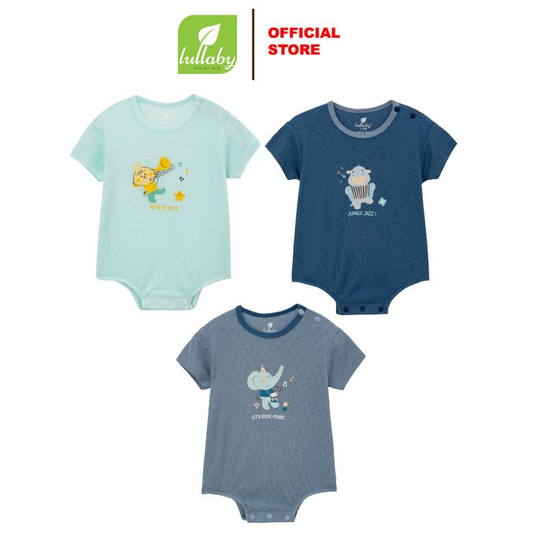 LULLABY - Body bé trai COTTON Pointelle  - NH377N