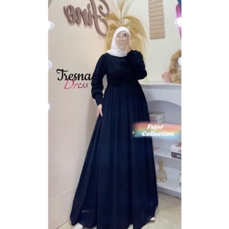 Tresna Dress, Gamis Ceruty Babydoll Premium, Full Furing, Busui/Freindy 5