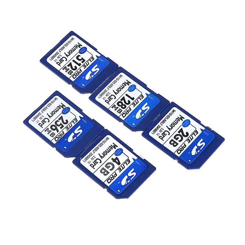 Thẻ nhớ tiêu chuẩn SD, có 128MB, 256MB, 512MB và 2GB, bộ nhớ kỹ thuật số an toàn 6