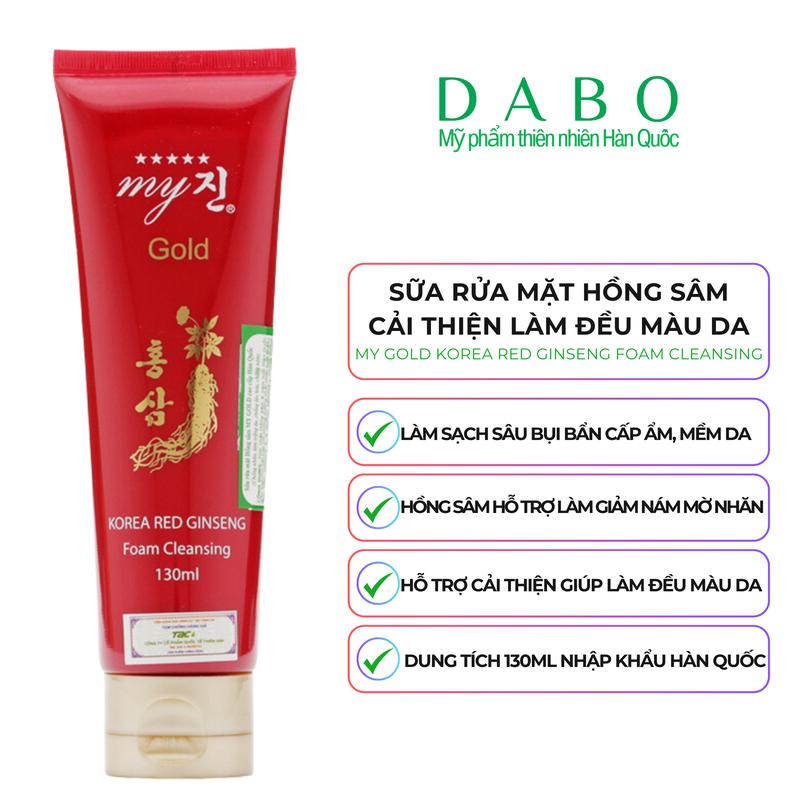 [MỸ PHẨM DABO CHÍNH HÃNG] Sữa rửa mặt hồng sâm hỗ trợ làm sáng da - My Gold Korea Red Gingseng 130ml Skincare Rửa Mặt Nữ Dưỡng Ẩm Da