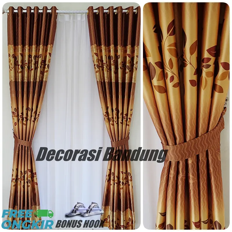 Gorden Pintu Kamar Tidur Aesthetic Blackout Import Printing Hijau Model Smokring 2