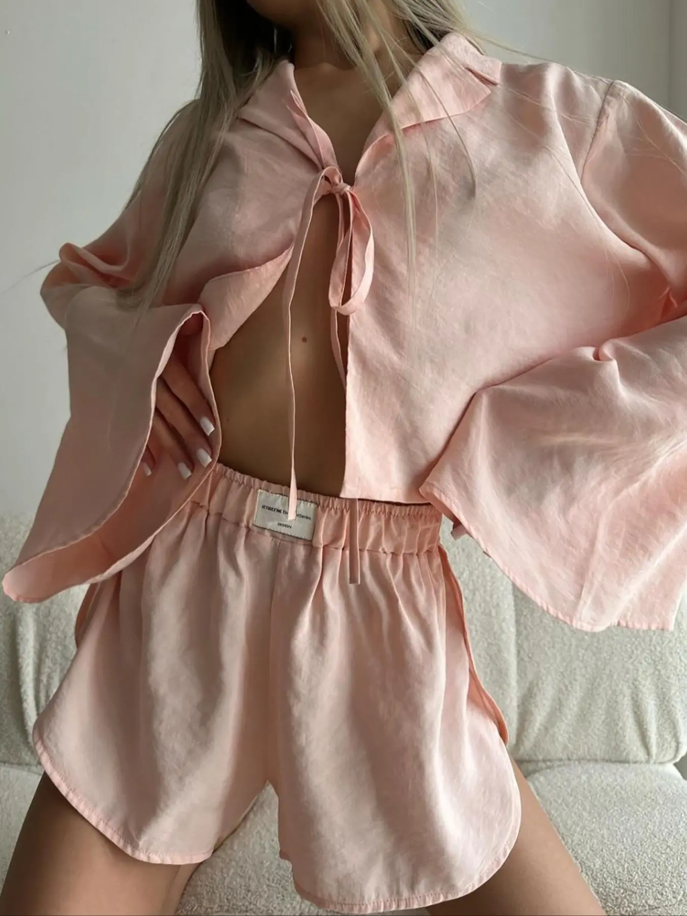 Two-piece Set Women's Solid Color Top & Wide Leg Shorts Pajamas, Casual Comfy Loungewear Set for Daily Home Wear, Comfy Loungewear Set for Women