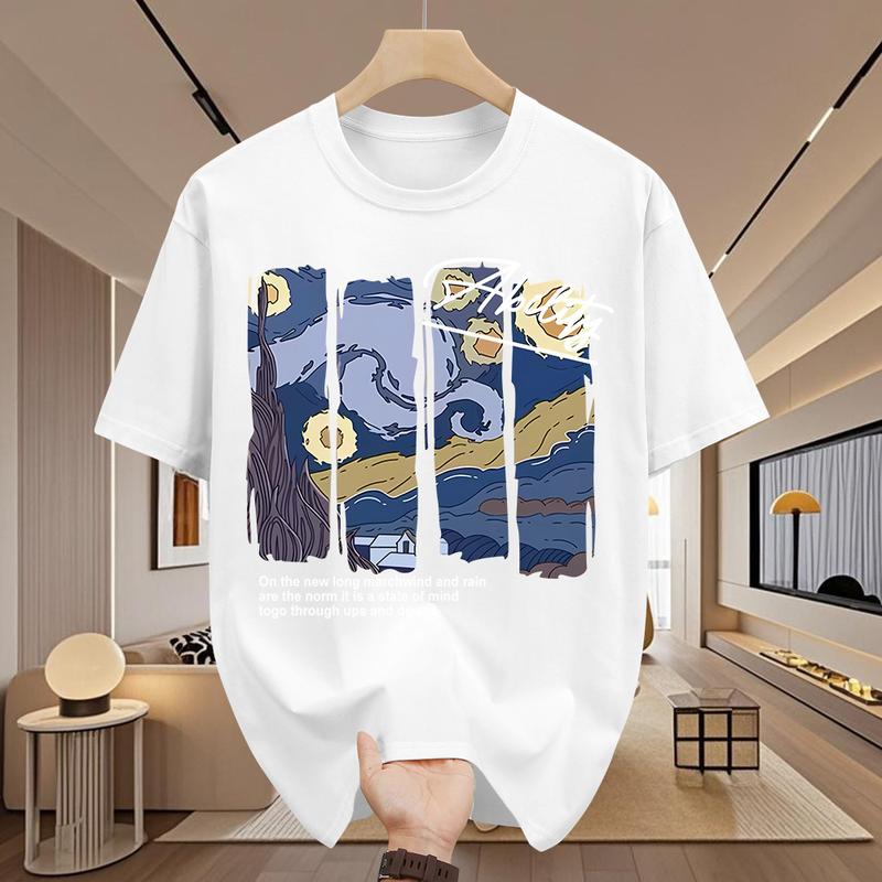 Product Introduction of Áo Thun Cotton Nam, ngắn Tay, Cổ Thuyền In Họa Tiết Minh Họa Nghệ Thuật Trừu Tượng 27