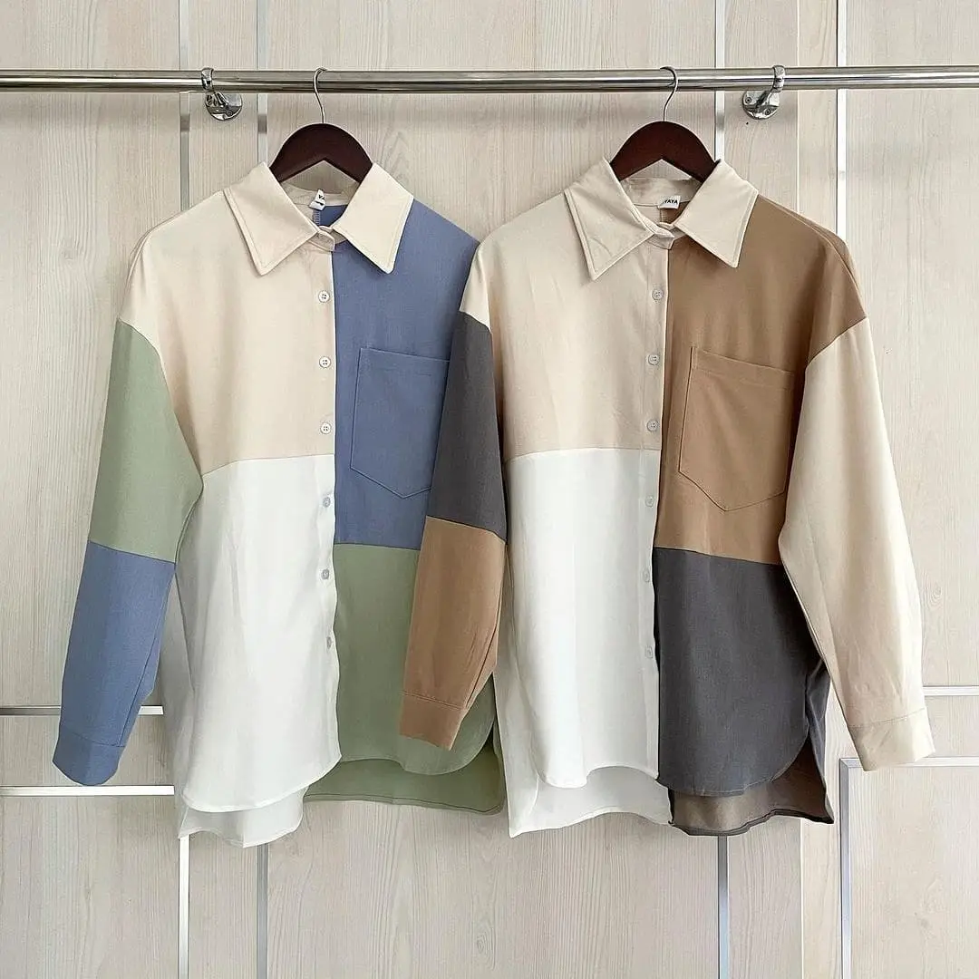 Thalia Shirt Kain Mosscrepe Blouse Wanita Korean Style Baju Atasan Wanita 2022 Baju Wanita Model Terbaru Kemeja Wanita Lengan Panjang
