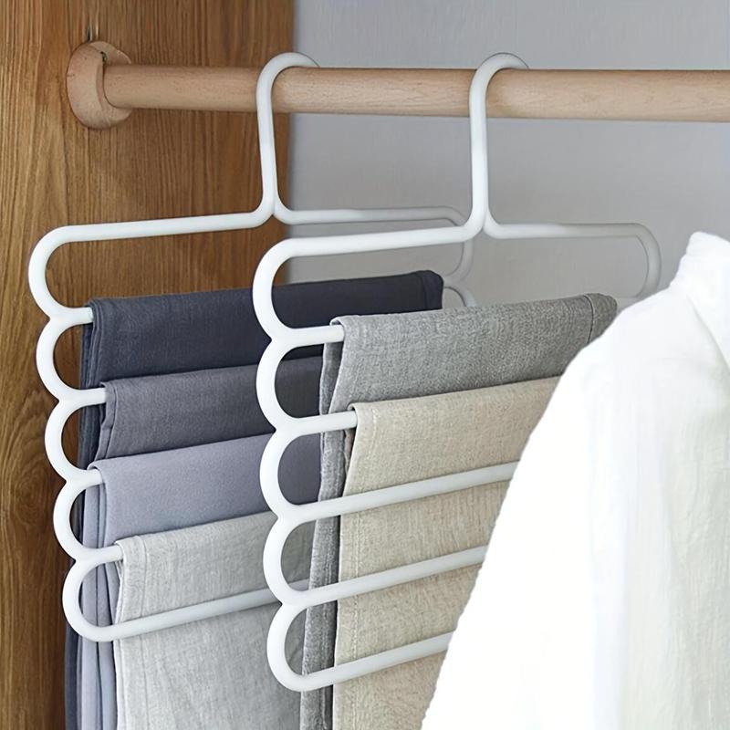 5 Layer Pants Hanger, 3 Counts Space Saving Non-slip Pants Rack, Multifunctional Clothes Hanger for Home Bedroom Closet, Organiser 2
