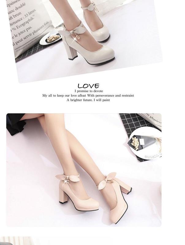 Product Introduction of Spring 2024 New Korean Style Sweet Low-Cut Pumps Women's Mid Heel Chunky Very High Heel Shoes with Buckle All-Matching Women's Fashion Shoes 15