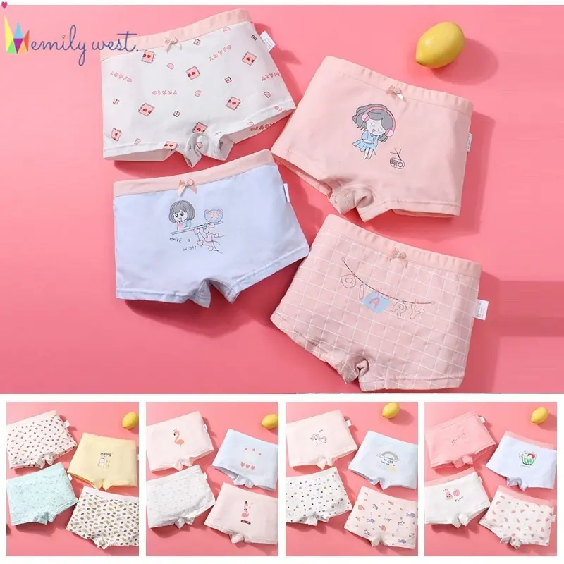 Cartoon unicorn 4 pcs Kids Underwear for Baby Children's Boxer Underpants Briefs Girls Underware Pants 95% cotton 5% spandex  for 1-8 years old