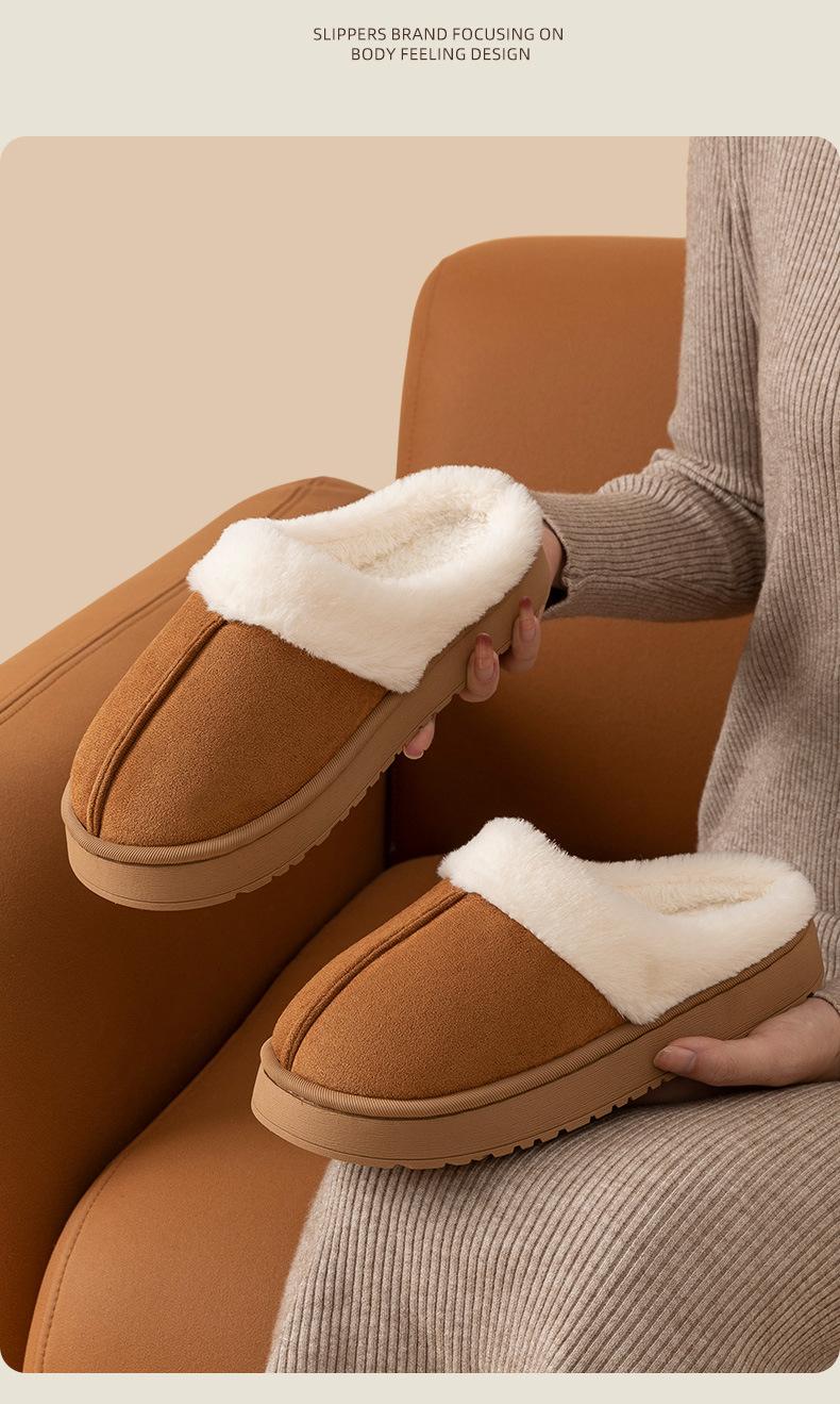 Product Introduction of Dép Bông Da Lộn, Dành Cho Nữ, Mùa Thu Và Mùa Đông, Dép Đi Trong Nhà, Đế Trong Nhà, Chống Trượt, Thích Hợp Sử Dụng Trong Nhà, Thời Trang, Lông Maillard, Chất Liệu Bông 14