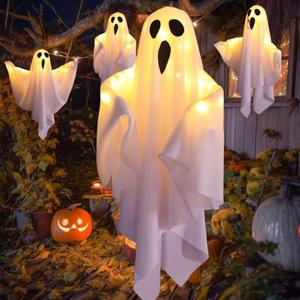 Ghost Shaped Led Light, 1/2 Counts Glowing Ghost Decorative Light, Outdoor Hanging Decor for Garden, Yard, Patio, Lawn, Party Home Decor, Holiday Decoration