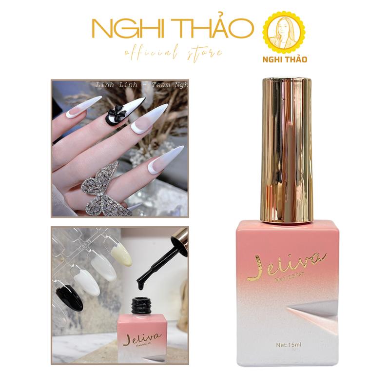 Sơn m.óng tay gel JELIVA trắng sữa, đen, trắng, nước gạo 15ml