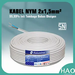 [HAO] Kabel NYM 2 x 1,5mm 50 Yard Full / Kabel Listrik Tembaga Murni PVC SNI / Mrek Hakamitsu