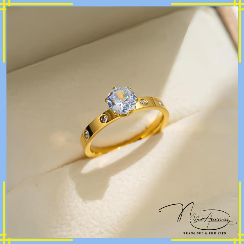  Nhẫn nữ Zir ,trang sức nữ TITAN CAO CẤP không đen không gỉ 