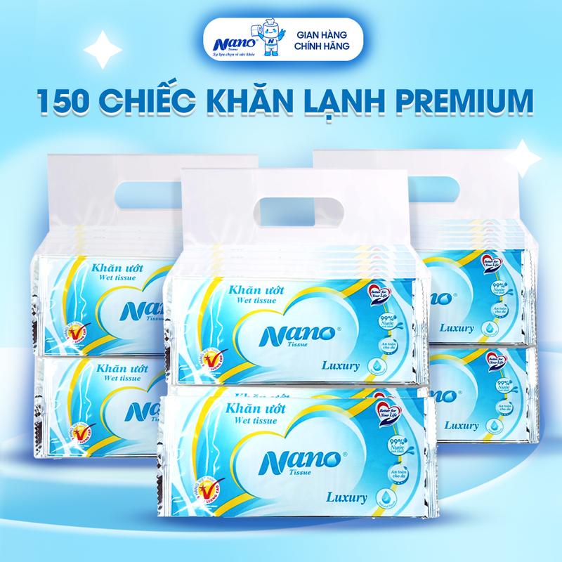Combo 150 tờ khăn lạnh Nano premium 24x23cm, khăn ướt 1 tờ cao cấp dùng cho quán ăn - Nano Tissue 1