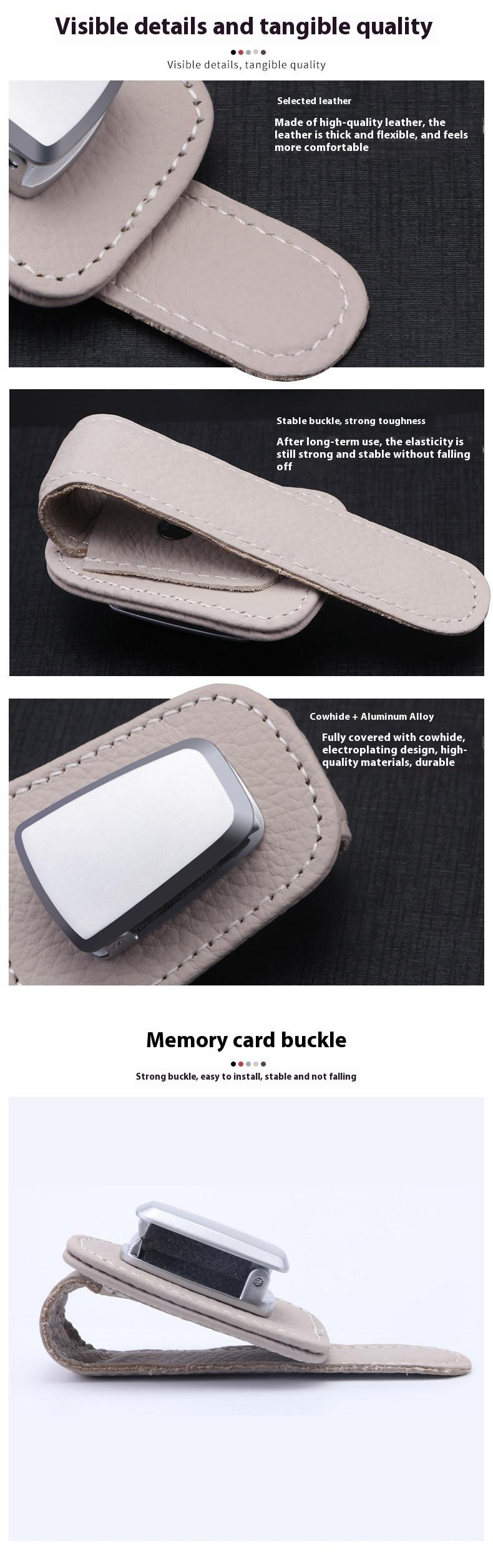 Product Introduction of Car Sunshade Glasses Clip Multifunctional Bill Storage Car Sunglasses Bracket Creative Cow Leather Car Supplies 4