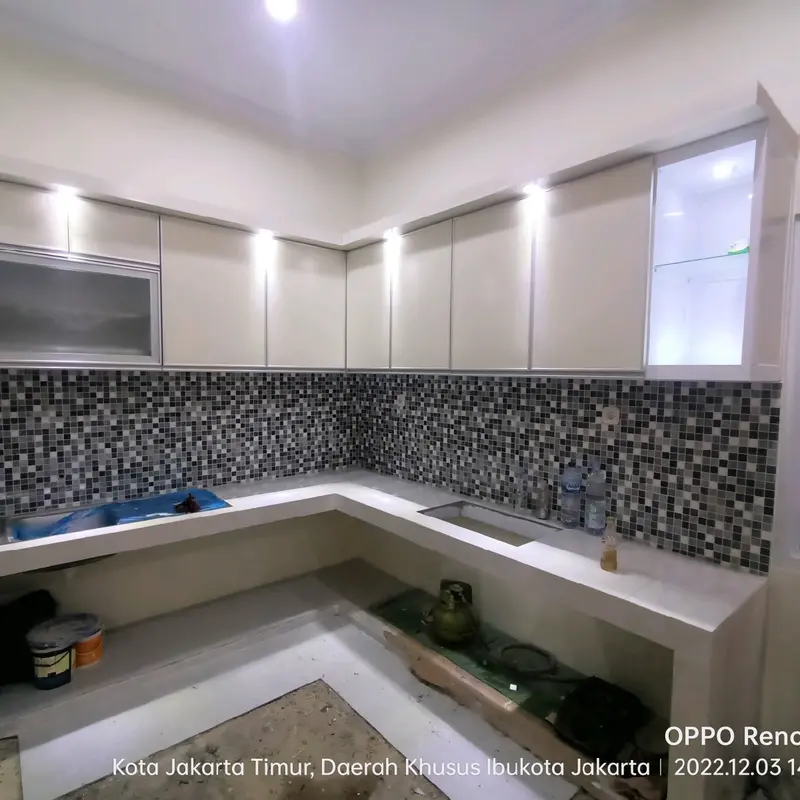 kitchen set aluminium murah costum Dapat disesuaikan Tahan Lama Kaca Pintu 6