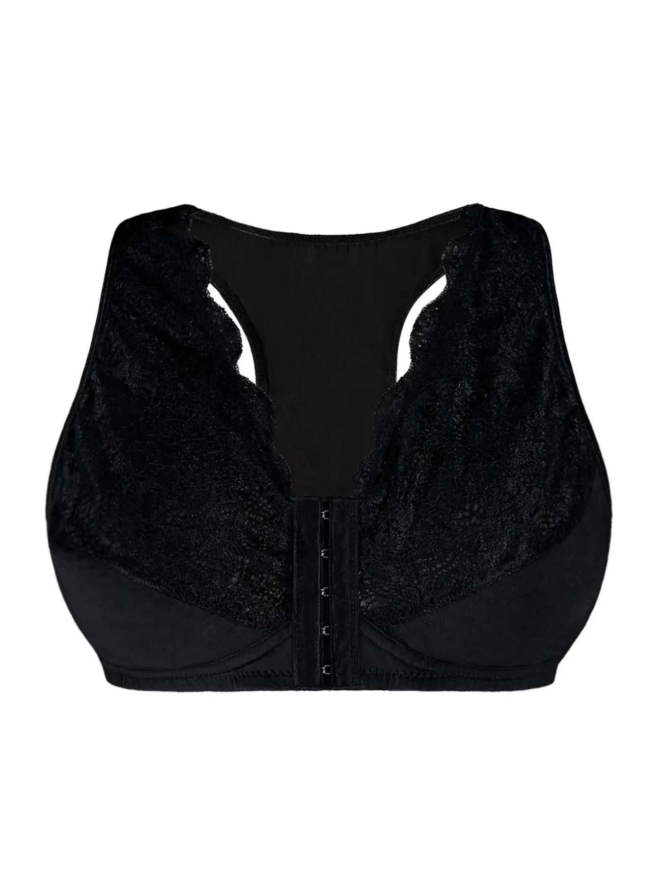 Plus Size Women's Floral Lace Buckle Front Bralette, Push Up Bra, Plus Casual Comfort Breathable Lingerie Top, Fashion Women's Plus Underwear for All Seasons