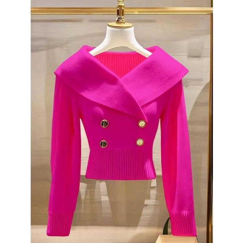 Product Introduction of Áo Len Cổ Bẻ Lớn Màu Trắng, Phong Cách Cổ Điển, Dành Cho Nữ, Thời Trang Và Phong Cách, Bó Sát Eo, Áo Len Bó Sát Thích Hợp Cho Mùa Thu Và Mùa Đông, Năm Phát Hành 2024 7