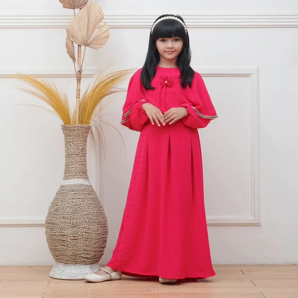 Qeis Wear Baju Gamis Anak Perempuan Terbaru Gamis Syari Crinkle Airflow Polos Kekinian Terbaru 2024