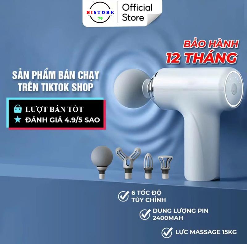 [BẢN NÂNG CẤP] Máy Massage Mini Cầm Tay Hitoko 4 Đầu 6 Cường Độ Tùy Chỉnh, Máy Matxa Cầm Tay Công Nghệ AI Cảm Biến Lực, Máy Massage Cầm Tay Tại Nhà