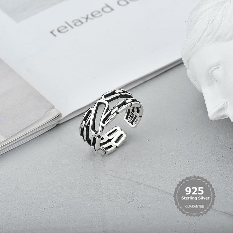 Nhẫn Thanh Lịch Bằng Bạc S925 Nhẫn Đơn Giản Có Thể Điều Chỉnh Cổ Điển Phong Cách Instagram Thời Trang 8