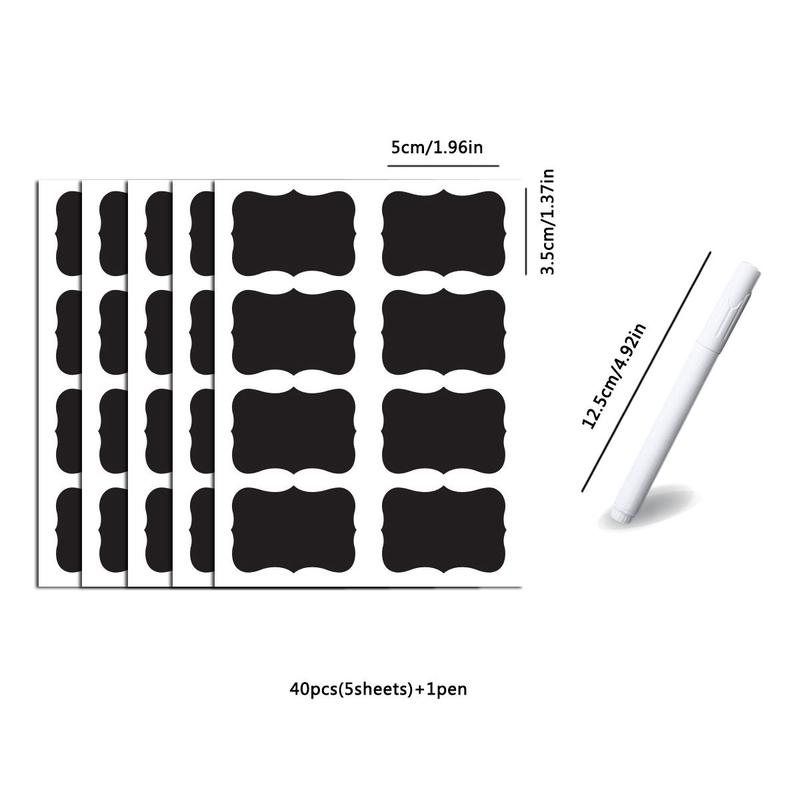 Product Introduction of 40pcs Removable Chalk Label Sticker & Whiteboard Marker Set, Writable Whiteboard Sticker, Reusable Label Sticker For Home School Office 2
