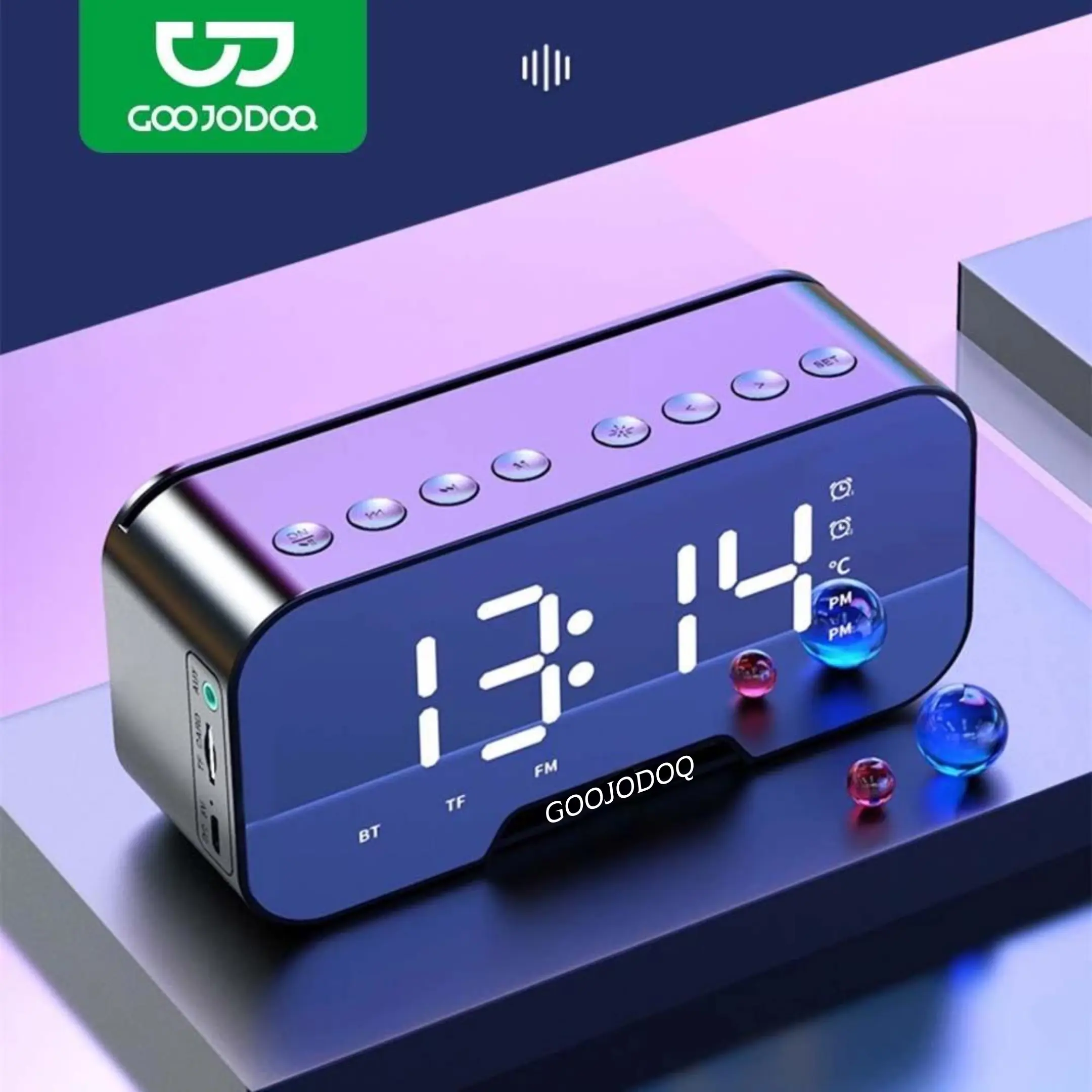 ลําโพง Jam Bluetooth แบบพกพา Dan วิทยุ FM ไร้สาย Bass Mini Stereo Original - จอแสดงผล LED Alarm นาฬิกา บลูทูธ