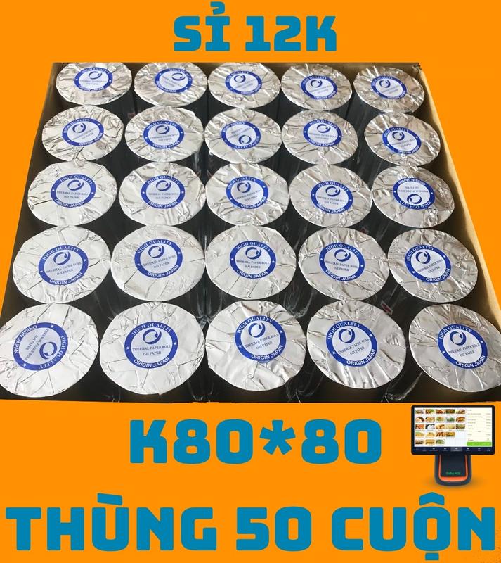 [ THÙNG 50 CUỘN BỰ ] GIẤY IN HÓA ĐƠN K80x80 GIẤY IN BILL K80*80 GIẤY NHIỆT K80MM GIẤY IN ĐƠN HÀNG K80
