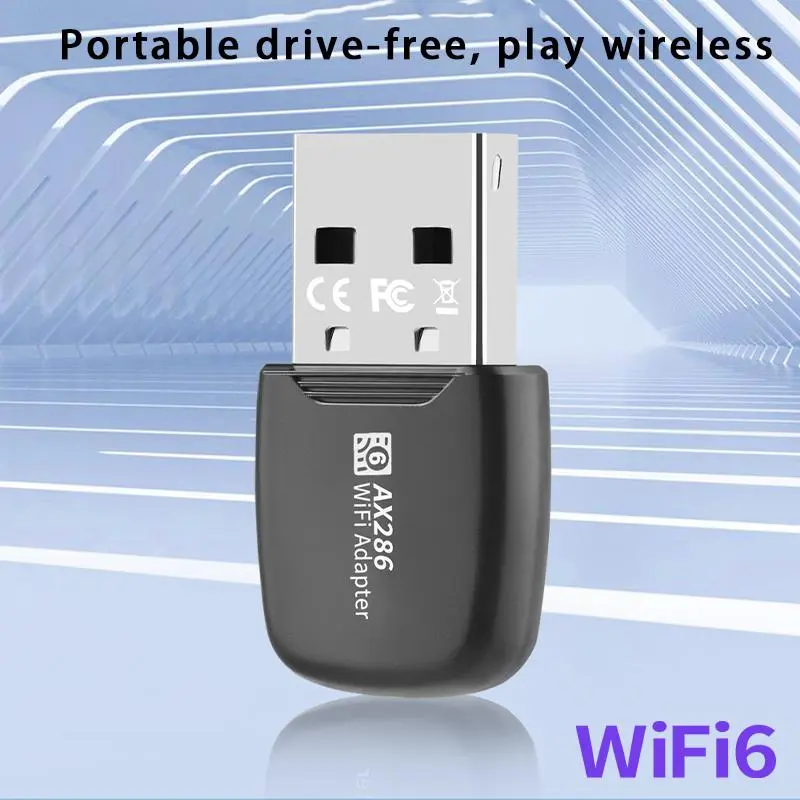 USB 286Mbps WiFi6 Wireless Adapter, 1 Count Wireless LAN Adapter, 2.4G Hertz Desktop Laptop WiFi Dongle Support 802.11ax Wireless Protocol 2
