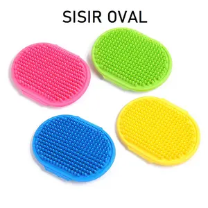Sisir Karet Oval Sisir Mandi Hewan Peliharaan Kucing Anjing Sisir Karet Mandi Pet Grooming Brush