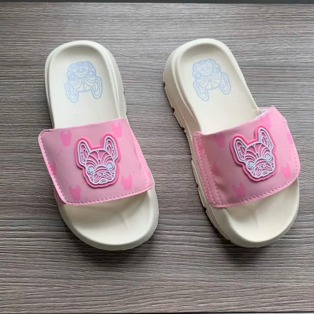 Dép quai ngang đế cao Lifework TẶNG VỚ CAO CẤP nam nữ, quai dán màu Trắng - Hồng| Nên chọn giảm 1 size Slipper DéP Đế Bằng Đồng