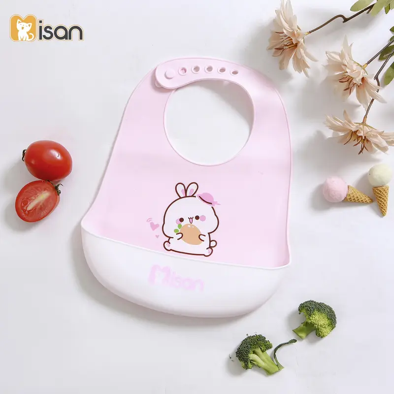 Yếm Ăn Dặm Silicone Misan Mềm, Nhẹ Cao cấp có máng hứng nhiều hình, mẫu mã đa dạng 5