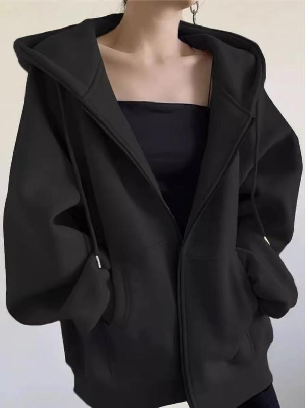 ÁO KHOÁC NỈ CÓ NÓN FROM RỘNG MÀU TRƠN BASIC, CHO NỮ, CHO NAM