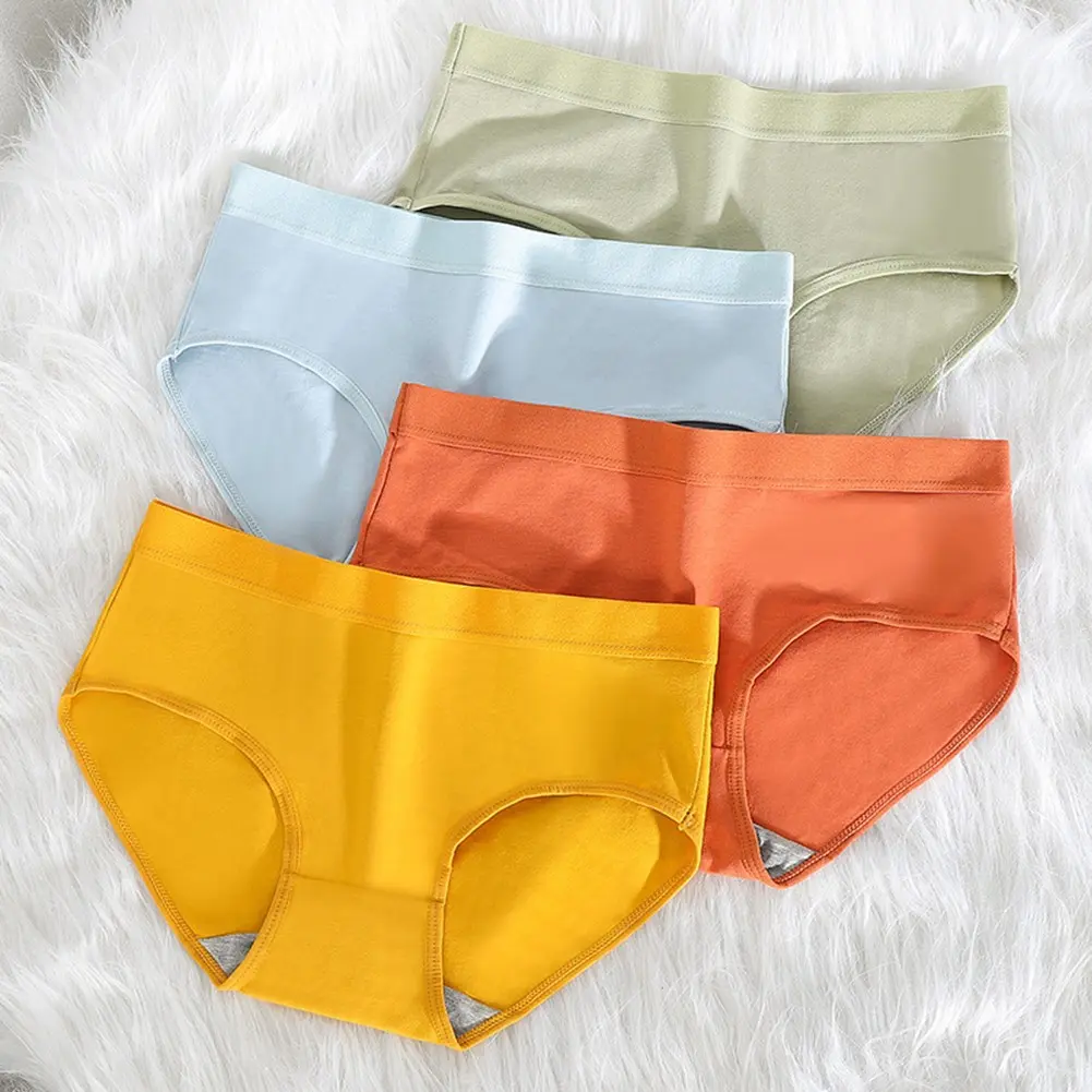 Women's Underwear Macaron Color Mid-waist Cute Simple Underwear