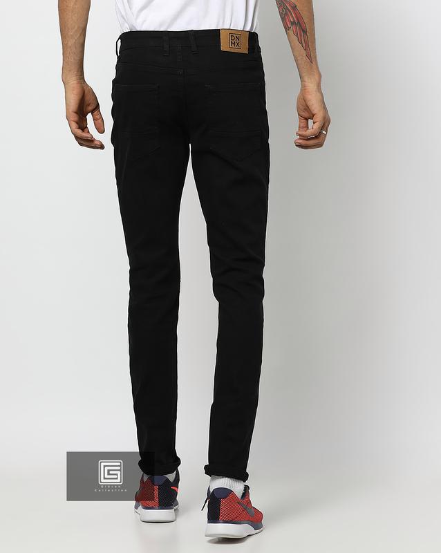 Celana Jeans Pria Panjang Skinny Slim Fit Panjang Melar Hitam Polos 3