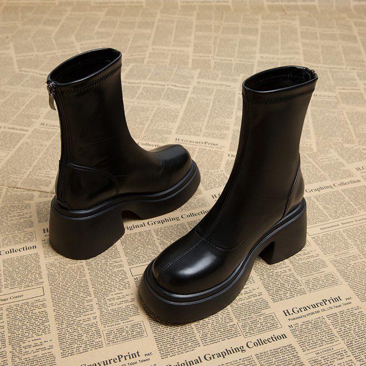 Product Introduction of Platform Martin Boots for Women, New Hot Style for Spring and Autumn, High Heel Ankle Boots, Korean Style Short Boots for Women 4