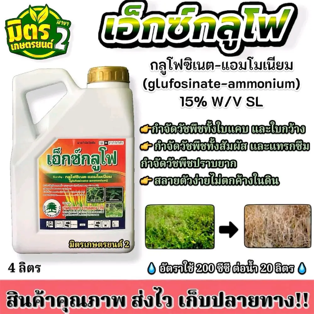 เอ็กซ์กลูโฟ(แกลอนขาว)  ขนาด 4ลิตร สารทดแทน ปราบวัชพืชทั้งใบแคบและใบกว้าง ไม่ตกค้างในดิน