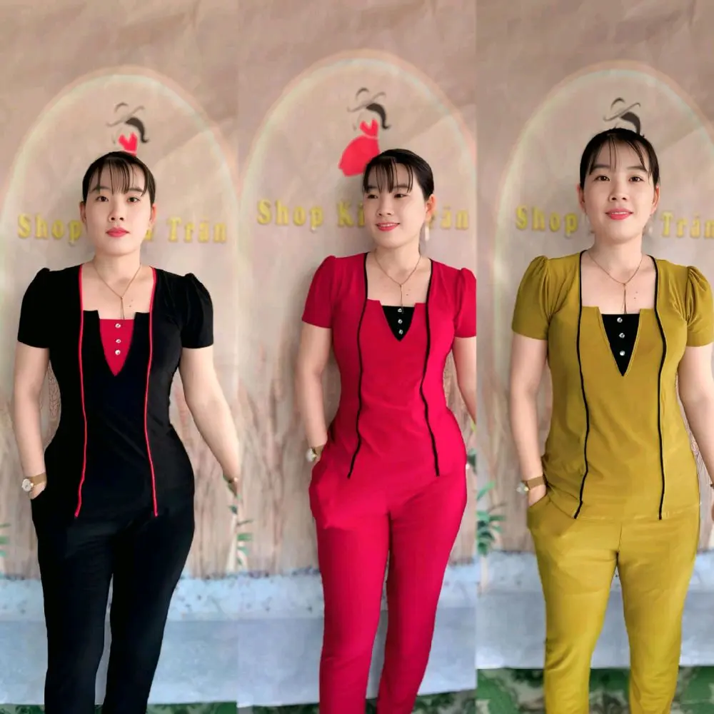 Đồ bộ mặc nhà thun la dong quần dài ống ôm,  co giãn thoải mái , có viền cổ rất dễ thương,   mã C1