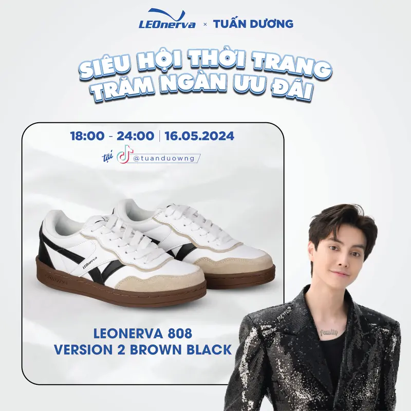 [GIỎ HÀNG EXCLUSIVE] giày thể thao nam leverva 808 VS2- gót phẳng màu nâu, 1 cỡ so với cỡ giày thông thường Sneaker Shoes Đế Bằng 3