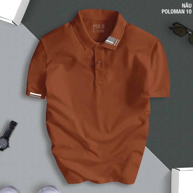 Áo phông POLOMAN 10 cổ bẻ BASIC CVC vải cá sấu sang trọng, lịch lãm, thoáng mát Menswear Có Cổ Ngắn Tay Cộc Tay Shirt Tay Ngắn Tay Ngắn thời trang công sở thường 9