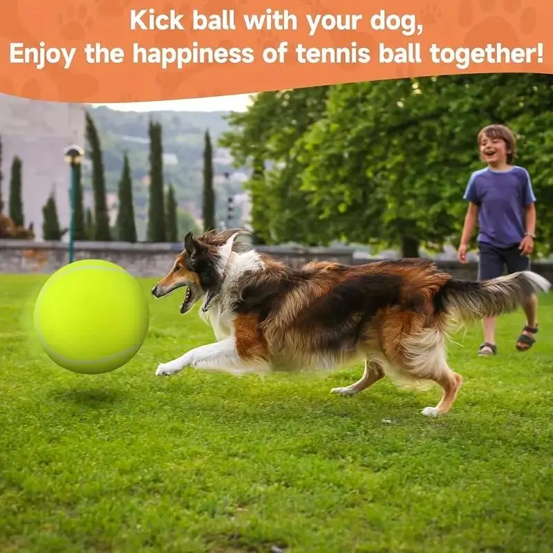 9.5 Inches Large Dog Tennis Ball, Outdoor Entertainment Inflatable Pet Toy, Funny Inflatable Exercise Ball, Durable Game Time Accessories, Enhance Pet Exercise and Intimacy 2