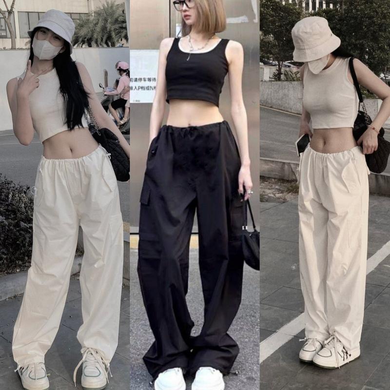 Quần Suông KaKi Nữ Túi Hộp Rút Eo Ống Rộng, Quần Jogger Bo Rút Gấu Cá Tính BIGSIZE Tập Gym Sport Tập Thể Dục