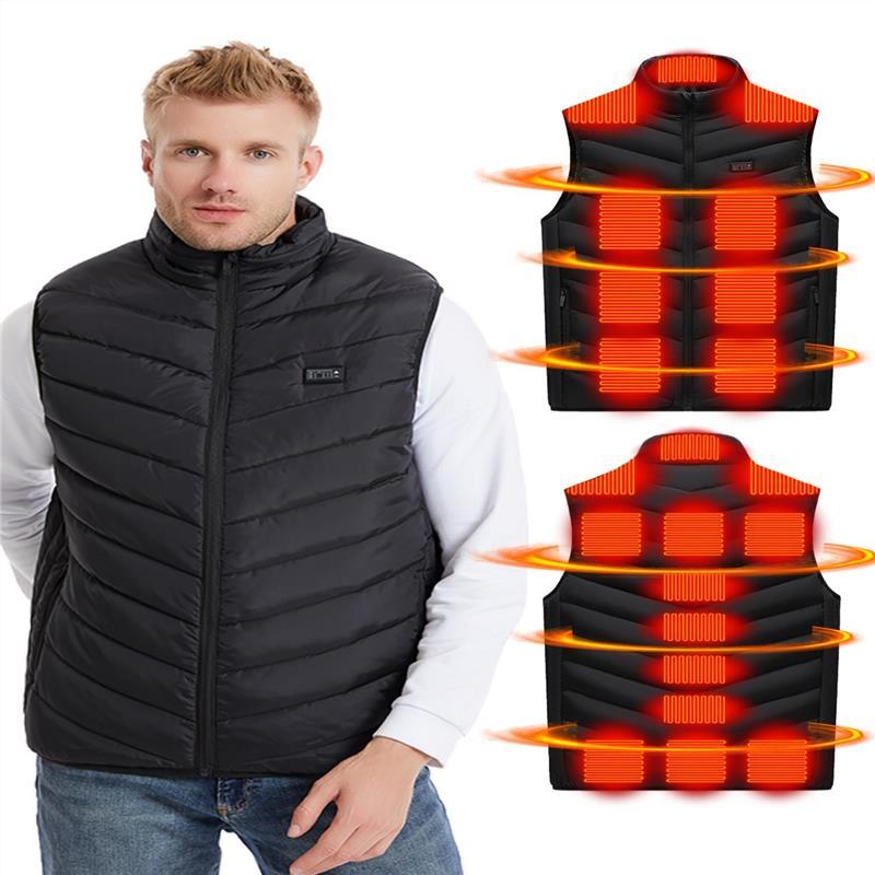 TikTok Shop Men s Heated Running Jacket With 21 Heating Zones 4 Control Buttons And 3 Heat Levels Water Resistant Breathable Vest For Outdoor Activities Menswear Sleeve Collar Polyester Tops Underwear...