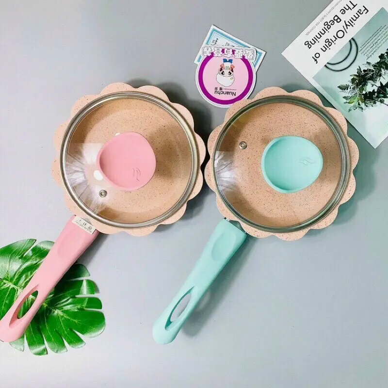 Chảo đá hoa siêu chống dính đường kính 16cm chế biến đồ ăn dặm cho bé [Tặng phới silicon] 1