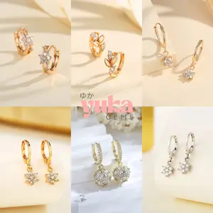 【YUKA】 A-12 Perhiasan Anting Minimalis Wanita Tidak Mudah Berkarat Titanium Zirkon Jewellery Tidak Karat Jepang Anting Accessories Perempuan Jepang Jewellery Jewelry Perhiasan Lapis Emas 12