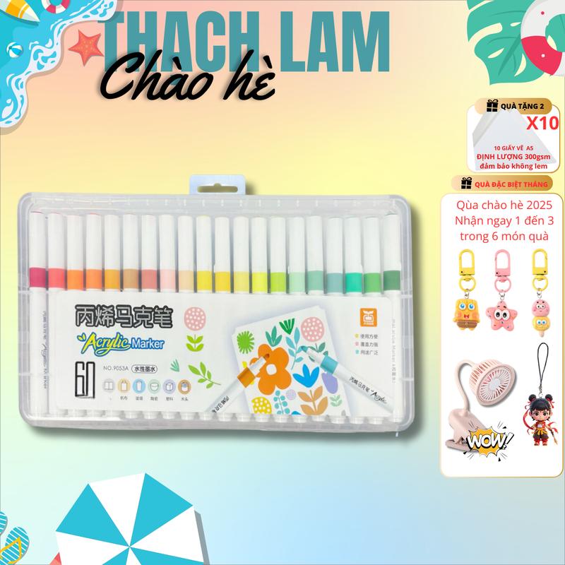 Quà tặng nhiều Set 12 đến 120 Bút màu ACRYLIC Marker đầu nhọn chống thấm nước không bị nhòe vẽ lên được nhiều chất liệu