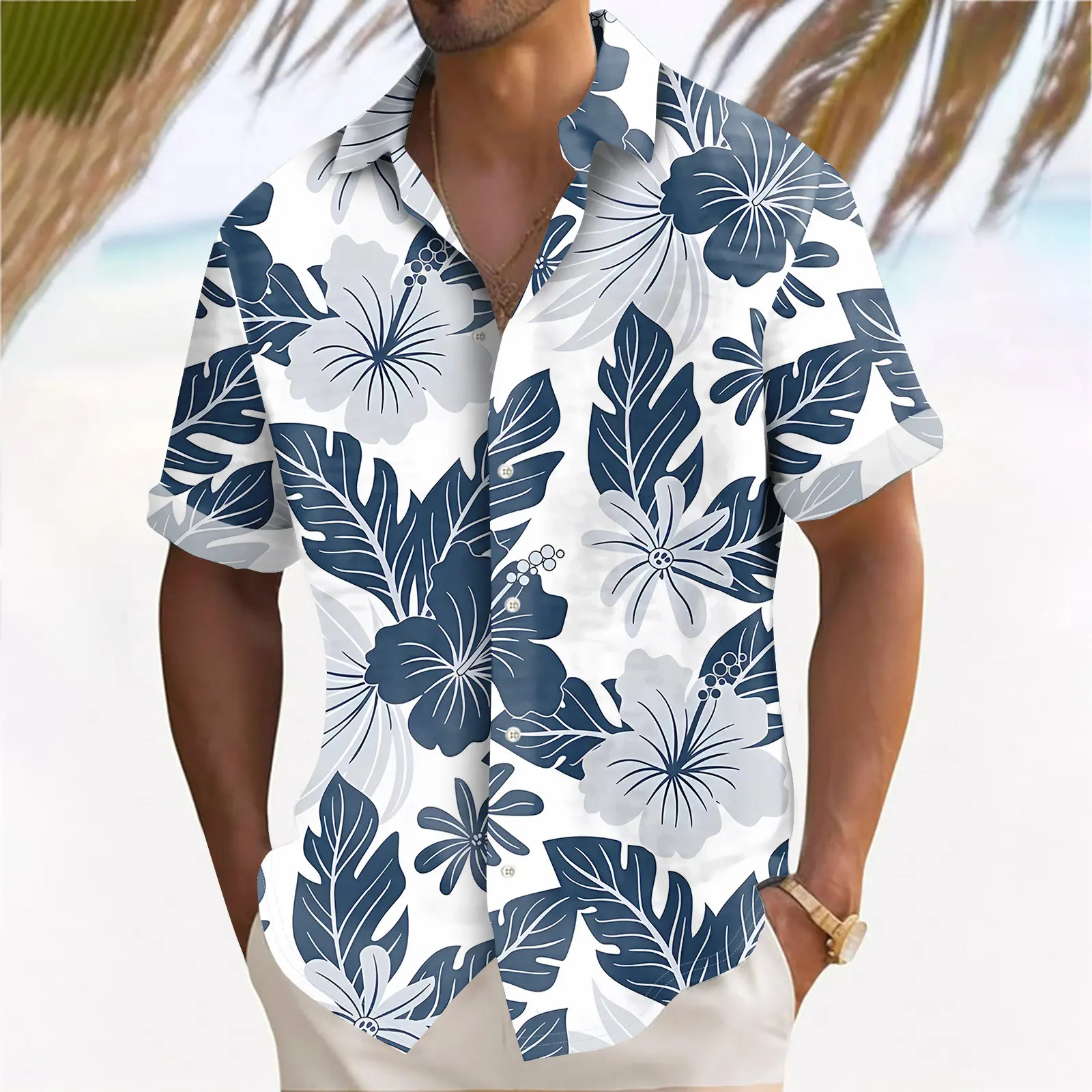 Hawaiian Men's Shirt 3d Full Print Pattern Top Oversized Lapel Short-Sleeved Shirt Men's Daily Loose Casual Wear Hawaiian Vacation Shirt